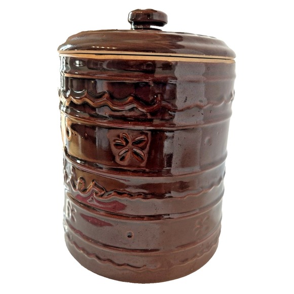 Marcrest Stoneware 1950's Brown Cookie Jar Daisy and Dot MCM Boho Cottage Core - Picture 9 of 10